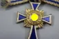 Preview: Miniature German Mother's Cross in Gold On ribbon bow; enamel undamaged.