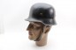 Preview: WW2 fire police steel helmet M35 / 40, without badge, fire helmet Q stamped with manufacturer  M35 / 40 steel helmet of the fire brigade, chin strap intact, inside stamped on leather size 56 and manufacturer Carl Henkel Bielefeld and company logo. Helmet