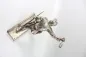 Preview: Plastische Darstellung eines mit Handgranate Voranstürmenden Infanteristen. Spritzguss versilbert, Gesamthöhe 23,5cm