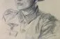 Preview: Ww2 etching Rudolf Sievers, portrait picture of a soldier pencil drawing