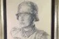 Preview: Ww2 etching Rudolf Sievers, portrait picture of a soldier pencil drawing