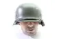Preview: Ehem. SS / Wehrmachtshelm Helm M35 Apfelgrün mit Doppelemblem und Abnahmestempel