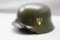 Preview: Apfelgrüner Stahlhelm M35 Wehrmacht mit Doppelemblem Hersteller ET mit Trägername