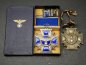 Preview: NSDAP Dienstauszeichnung in Silber mit Hersteller 30 in der blauen Verleihungsschachtel + Kleiner Bandspange für Silber und Bronze