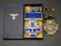 Preview: NSDAP service award in silver with manufacturer 30 in the blue award box + small ribbon clasp for silver and bronze