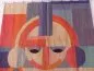 Preview: Bauhaus wall hanging / tapestry - geometrically arranged female body. (face + braids + breasts). Environment Grete Reichard