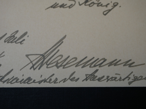 Gustav Ernst Stresemann (1878–1929) – handwritten and signed card from 1924 – Nobel Peace Prize 1926
