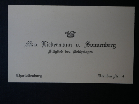 Autograph - Autograph Max Liebermann von Sonnenberg - Eigenhändige Unterschrift auf Postkarte + Visitenkarte