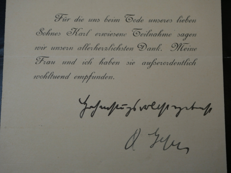 Autograph – Otto Geßler (1875–1955) – Thank-you card with autograph signature, 1927. Minister of the Reichswehr