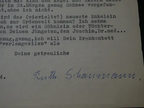 Autograph - Ruth Schaumann (1899–1975), Schriftstellerin, Bildhauerin und Grafikerin