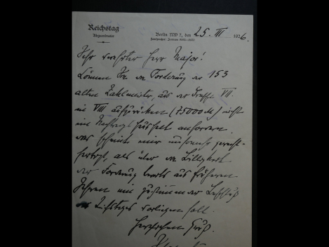 Autograph - Autograph - Generalmajor Friedrich Graf von der Schulenburg (1865 - 1939) - eigenhändiger und signierter Brief an einen Major, 1926