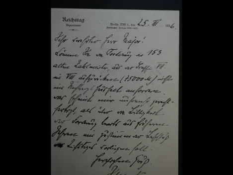 Autograph - Autograph - Generalmajor Friedrich Graf von der Schulenburg (1865 - 1939) - eigenhändiger und signierter Brief an einen Major, 1926