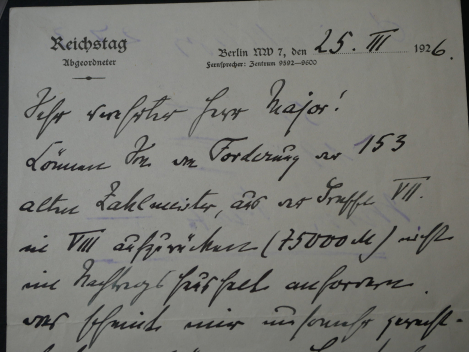 Preview: Autograph - Autograph - Generalmajor Friedrich Graf von der Schulenburg (1865 - 1939) - eigenhändiger und signierter Brief an einen Major, 1926