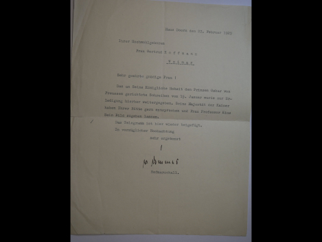 Autograph of Wilhelm (Ernst Justus) von Dommes (1867–1959): handwritten signature on a letter
