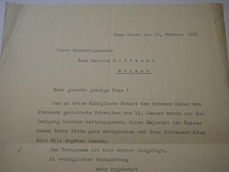 Autograph of Wilhelm (Ernst Justus) von Dommes (1867–1959): handwritten signature on a letter