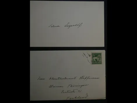 Autograph - Selma Lagerlöf (1858-1940) - Karte mit eigenhändiger Unterschrift, 1929. Nobelpreis als erste Frau erhalten!!