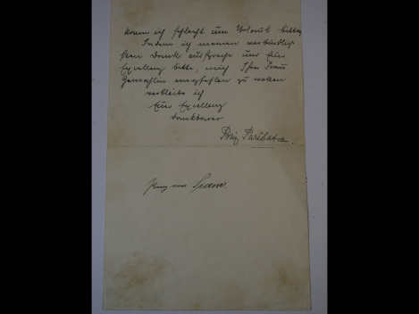 Autograph – Prince Paribatra Sukhumbandh of Siam (1881–1944) – Letter dictated in German, with a handwritten signature, 1907