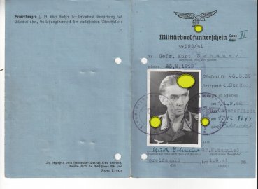 Luftwaffe Bordfunkerschein, Militärbordfunkerschein aus Greifswald