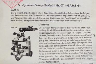 "07 Gamin" hanging theodolite from Breithaupt & Sohn, Kassel, with graticule lighting using a pit lamp