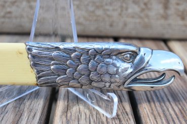 Zeitungswender / Brieföffner aus Mammut Elfenbein mit Silbermontur 800 er Silber aus dem Nachlass eines Adjutanten