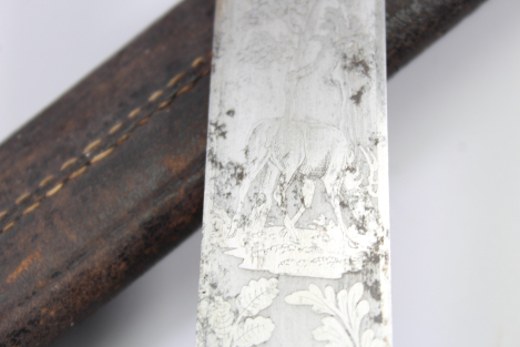 Ehrengeschenk – Herrschaftlicher Bärenfänger / Jagddegen mit Silberbeschlägen 1853