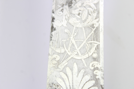 Ehrengeschenk – Herrschaftlicher Bärenfänger / Jagddegen mit Silberbeschlägen 1853