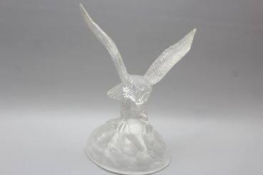 Vintage Glass Hunting Eagle and Fish Figurine Art Deco Collectible /French Studio Vintage