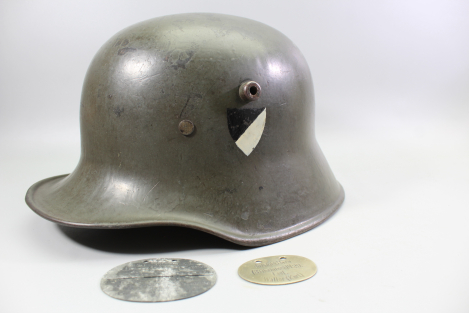 Original M18 Reichswehr Steel Helmet TJ66 C. Thiel & Söhne – Hpt. Walter – with 2 Kurt-Walter markings