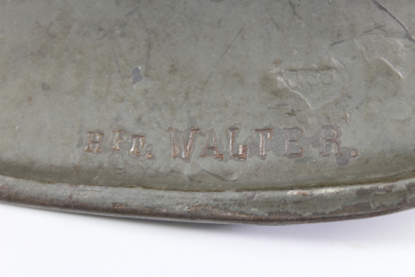 Original M18 Reichswehr Steel Helmet TJ66 C. Thiel & Söhne – Hpt. Walter – with 2 Kurt-Walter markings
