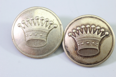 2x Original Metal Uniform Buttons, French Hunting Buttons, circa 1870, from an old uniform tailor's shop