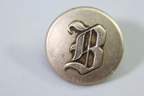 4x original Metall Uniform Knopf Uniformknopf mit Monogramm Buchstabe B, erhaben herausgearbeitet