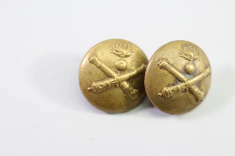 2x Original Metall Uniform Knopf, Uniformknopf für Artillerie