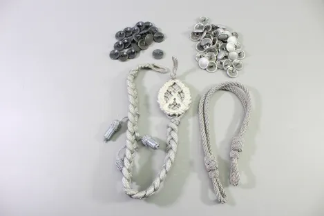 East German National People's Army (NVA) Rifleman's Lanyard and NVA Uniform Buttons