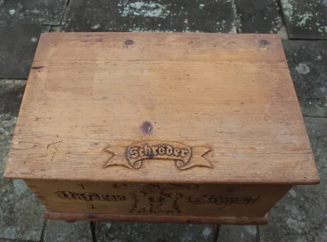 Sippentruhe mit Lebensbaum und Ruhnen in Kategorie Antiquitäten