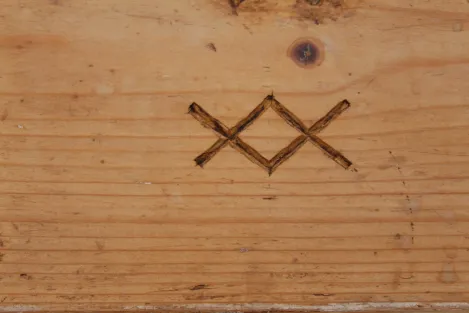 Sippentruhe mit Lebensbaum und Ruhnen in Kategorie Antiquitäten