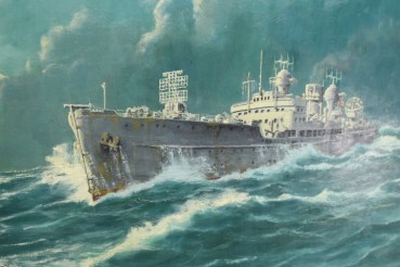 Estate NJL night hunting guide ship Togo, oil painting Togo in a storm