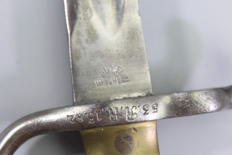 German Bayonet – Model 1871 (M1871), marked "58.R.R.6.139." and "E. Wilhelm Suhl"