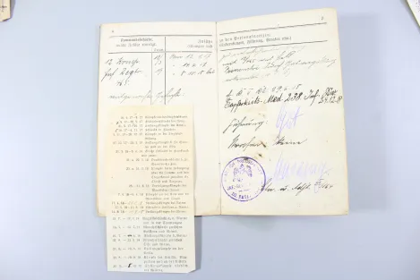 Originaler Nachlass des Soldaten Theodor Wellmann aus dem 1. & 2. Weltkrieg, Tapferkeitsmedaille als Musketier bei Liuilly Marne 02.09.1918 mit Gravur, Urkunde, Wehrpass