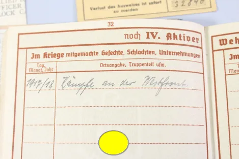 Originaler Nachlass des Soldaten Theodor Wellmann aus dem 1. & 2. Weltkrieg, Tapferkeitsmedaille als Musketier bei Liuilly Marne 02.09.1918 mit Gravur, Urkunde, Wehrpass