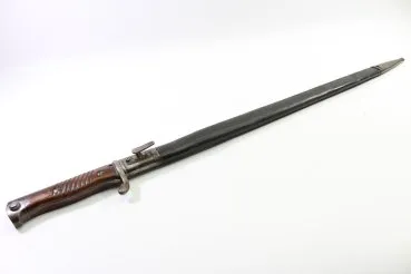 World War I Saxony, bayonet model 1898 with troop stamp, acceptance stamp, leather scabbard, Saxon ruler's monogram, maker's mark Simson & Co. Suhl Solingen