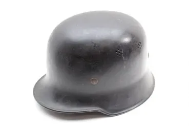 Ww2 Feuerschutzpolizei Stahlhelm M35/40, ohne Abzeichen, Feuerwehrhelm Q gestempelt mit Hersteller  