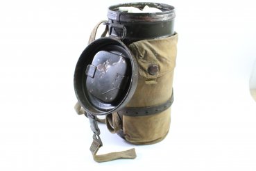 Wehrmacht Gasmaskendose mit Tropen Bereitschaft Tasche für Gas plane DAK Herst. bhu