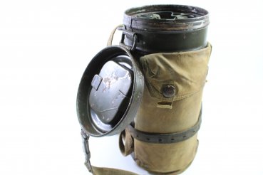 Wehrmacht Gasmaskendose mit Tropen Bereitschaft Tasche für Gas plane DAK Herst. bhu