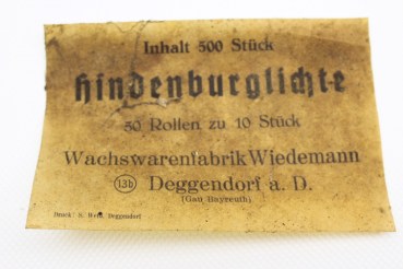 Ww2 Wehrmacht 5 x bunker candle, Hindenburg light "Wilhelmslichter" - original Hindenburg light, made in Bayreuth Gau