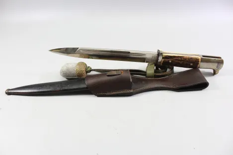 Originales Wehrmacht Extra-Seitengewehr K98 Lang für Offiziere Hirschhornschalen Hersteller Otto Bröhmer Jr. Wolfenbüttel