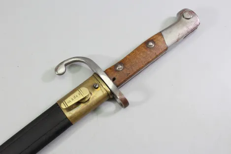 Brasilien, Seitengewehr M 1908 für Mauser Gewehre mit Leder Scheide Hersteller Simson & Co. Suhl.