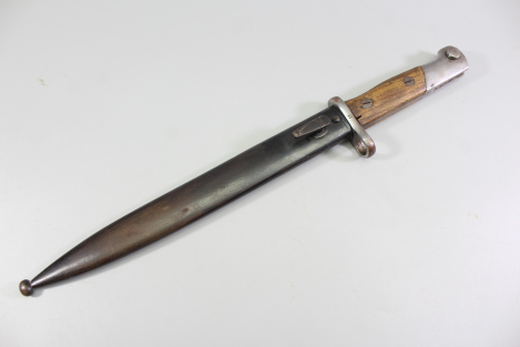 Preview: Brasilien, Seitengewehr M 1908 für Mauser Gewehre mit Leder Scheide Hersteller Simson & Co. Suhl.