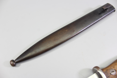 Brasilien, Seitengewehr M 1908 für Mauser Gewehre mit Leder Scheide Hersteller Simson & Co. Suhl.
