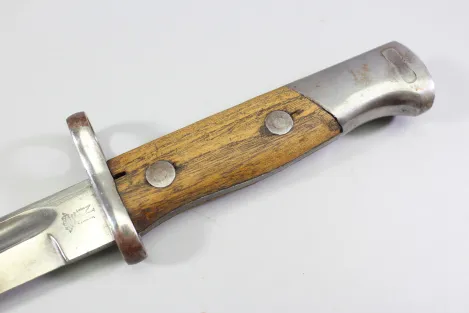 Brasilien, Seitengewehr M 1908 für Mauser Gewehre mit Leder Scheide Hersteller Simson & Co. Suhl.
