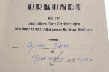 Preview: HJ Urkunde Leichtathletischen Wettkämpfen Banner Bottrop